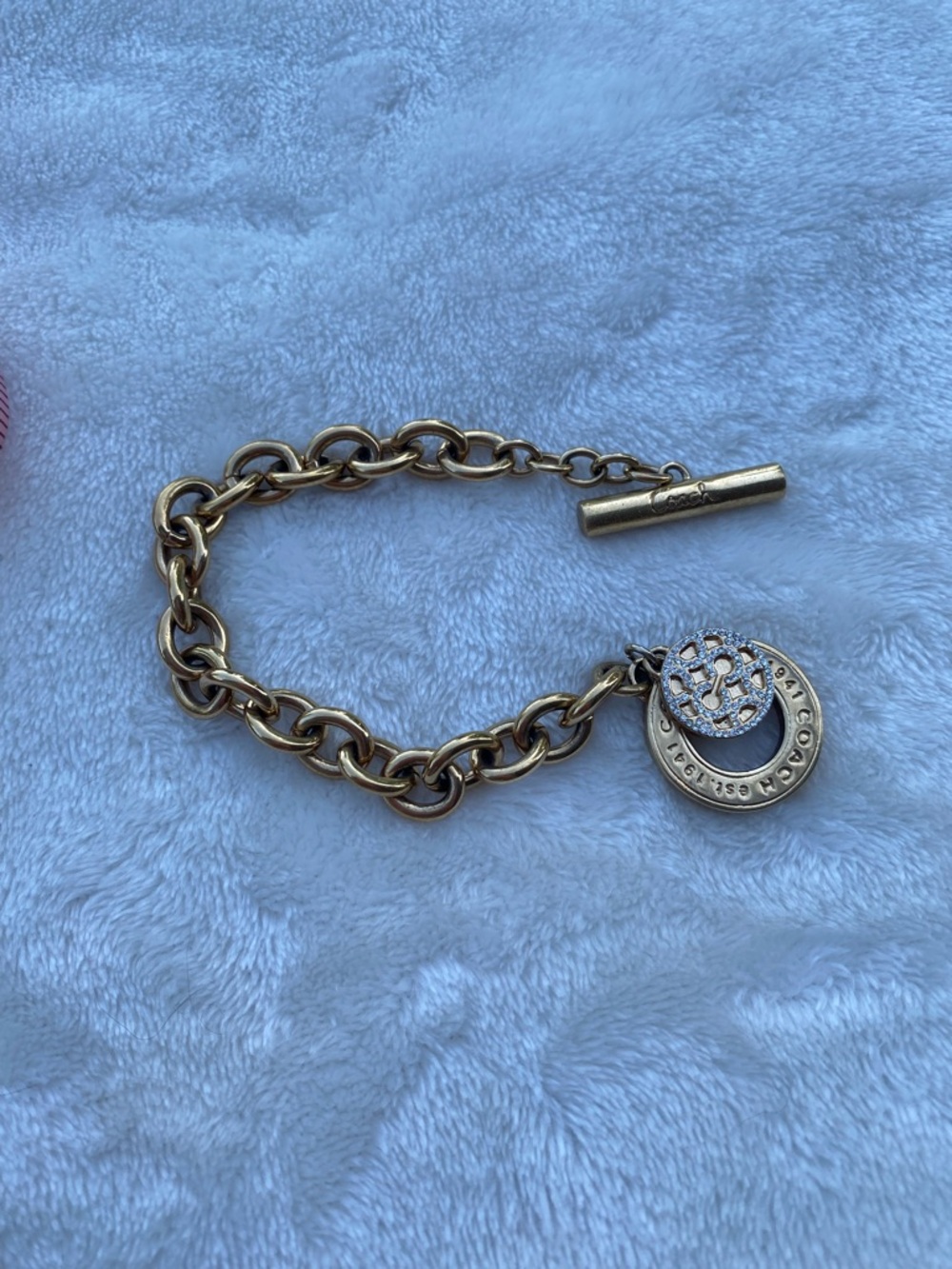 Coach Gold-Tone Toggle Chain Bracelet with Pave Charm - Picture 7 of 9
